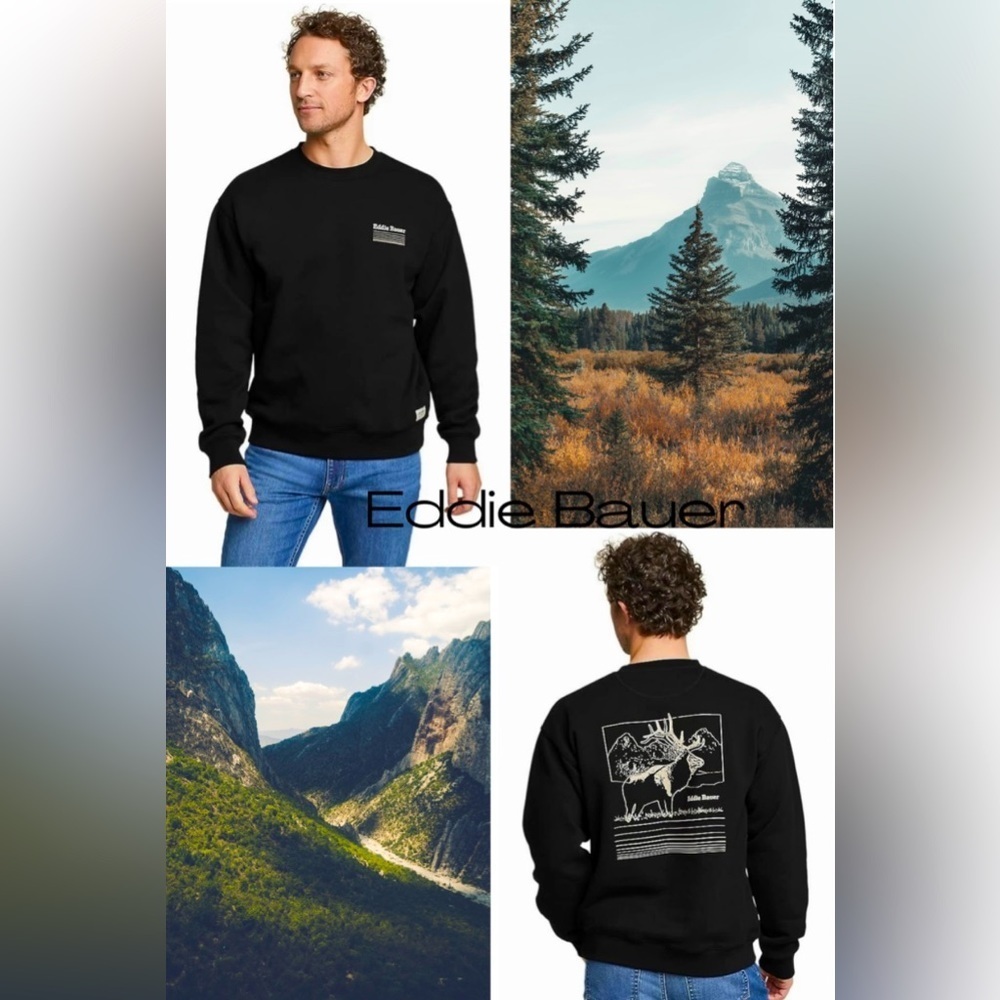 Vintage Eddie Bauer Crewneck sweatshirt large signature soft mountain elk